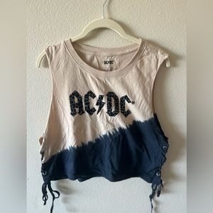 AC/DC cropped tank top tie dye